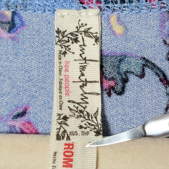 Ultimately Free People Womens Blue Floral Don't Know Kimono XS/S Boho Cottage - Picture 10 of 12